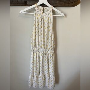 Aritzia White Mini Dress with Yellow & Light Pink Floral Print